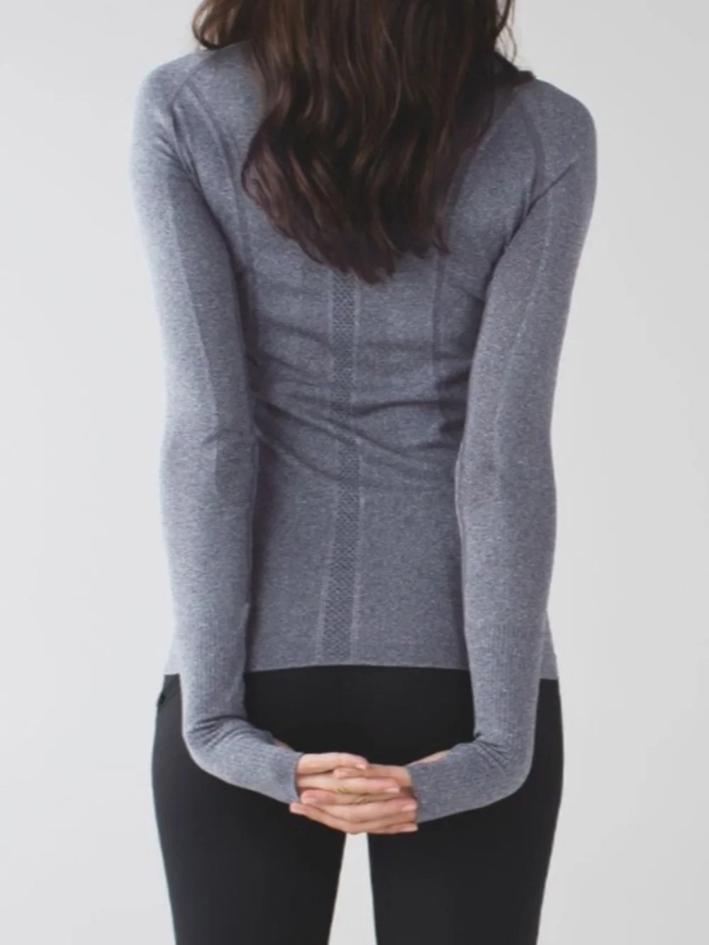 Lululemon Swiftly Tech Long-Sleeve Shirt Waist Length in Heathered Black Size 8